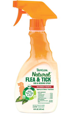TropiClean Natural Flea & Tick Spray for Dogs 16oz