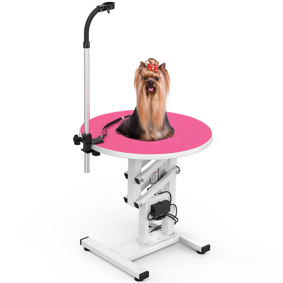 GHD 24" ROUND ELECTRIC PET GROOMING TABLE FOR SMALL DOG W/ARM & LOOP