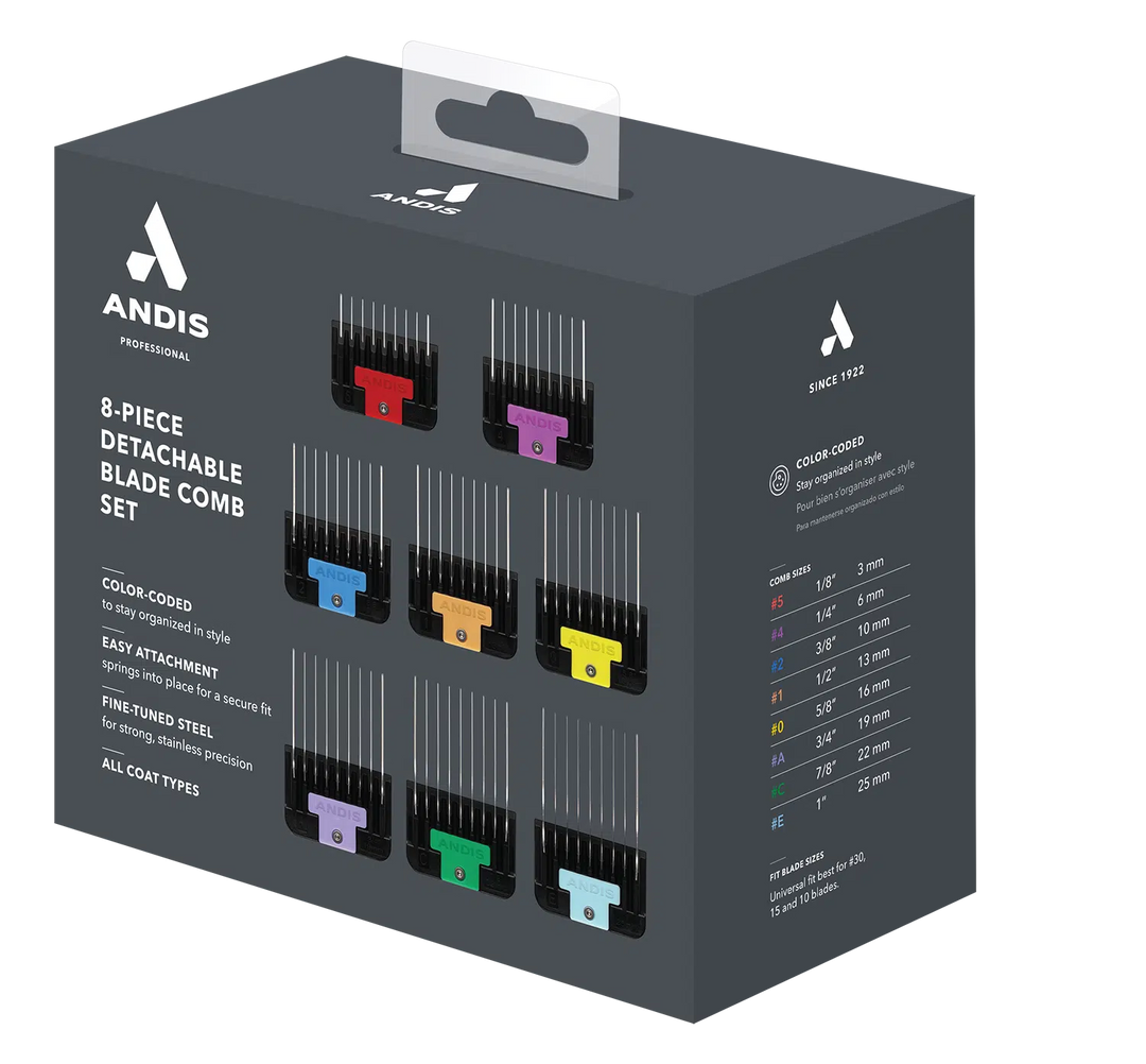 ANDIS STAINLESS STEEL COMBS (8)