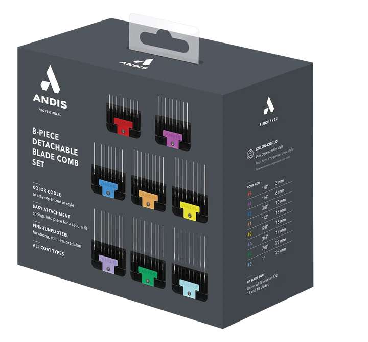 ANDIS STAINLESS STEEL COMBS (8)