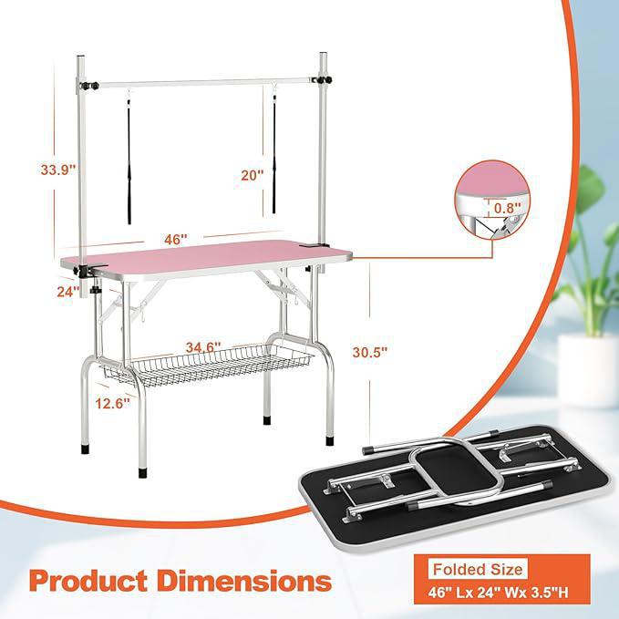 GHD 45"-46" GROOMING TABLE FORDABLE W/OVERHEAD/ TRAY