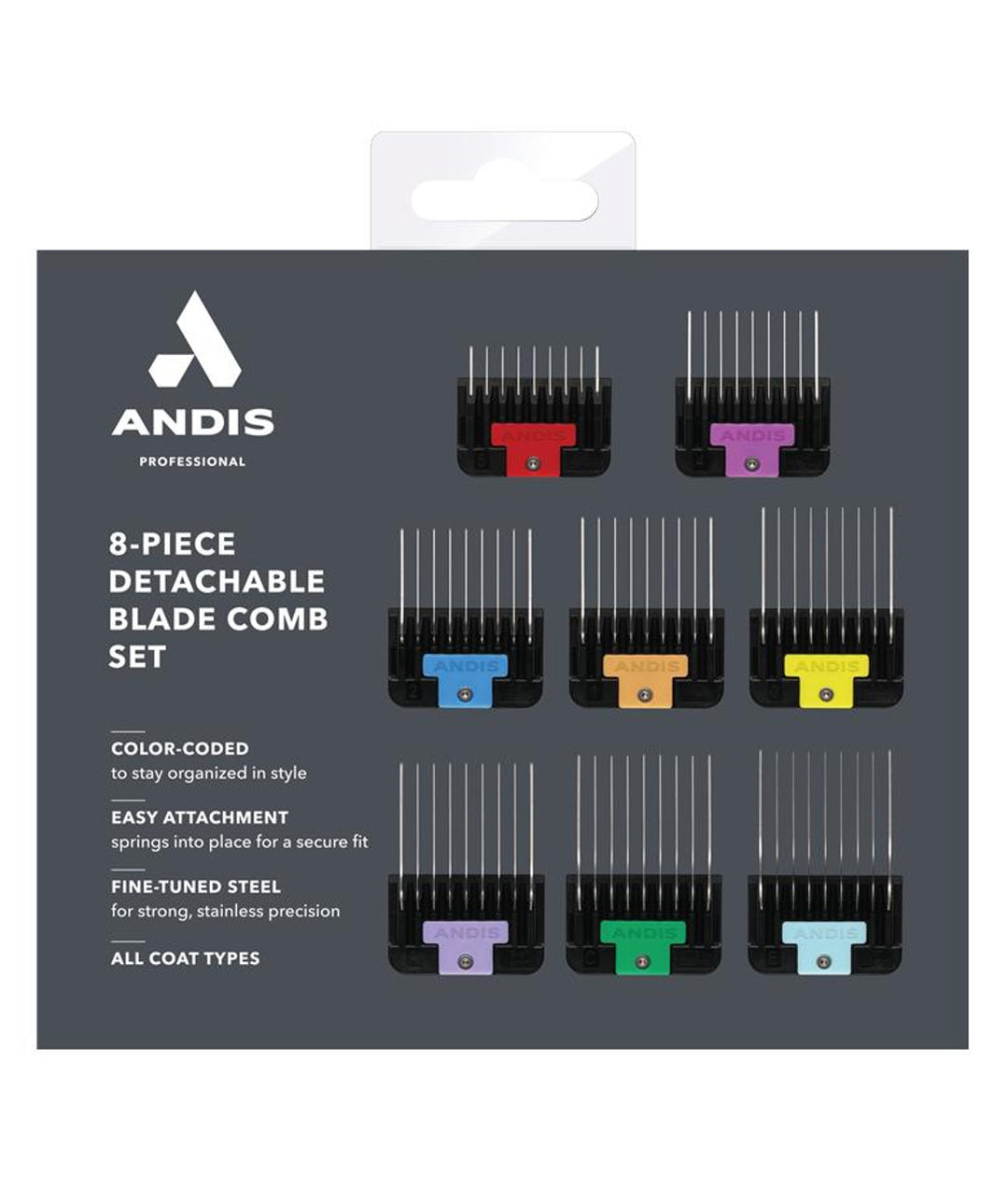 ANDIS STAINLESS STEEL COMBS (8)