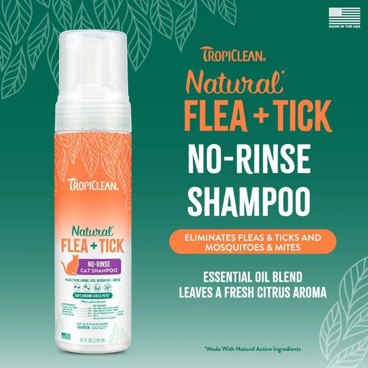 TC NATURAL FLEA + TICK WATERLESS SHAMPOO FOR CATS 7.4oz