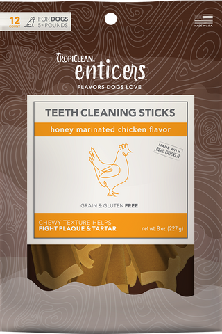 Enticers Teeth Cleaning Sticks For Dogs 12ct Honey Marinated Chicken Flavor
