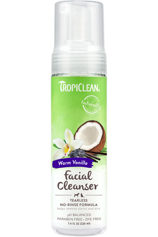 TropiClean Warm Vanilla Waterless Facial Cleanser for Pets 7.4oz